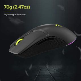 img 2 attached to 🖱️ DELUX M800DB 70G(2.47oz) 2.4G Wireless Ergonomic Gaming Mouse, Long-lasting Battery Life up to 30 Hours, with PAW3325 10000DPI, Thin and Durable Weave Cable, 6 Customizable Buttons and RGB Lighting (Black)