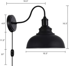 img 1 attached to Larkar Dimmable Vintage Wall Lamp Black Industrial Vintage Farmhouse Wall Sconce Lighting Gooseneck - Plug-in with On/Off Toggle Switch - Set of 2 for Bedroom Nightstand