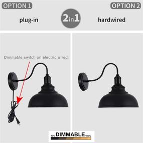 img 2 attached to Larkar Dimmable Vintage Wall Lamp Black Industrial Vintage Farmhouse Wall Sconce Lighting Gooseneck - Plug-in with On/Off Toggle Switch - Set of 2 for Bedroom Nightstand