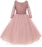 👗 lace top rhinestones tulle holiday christmas party flower girl dress for girls logo