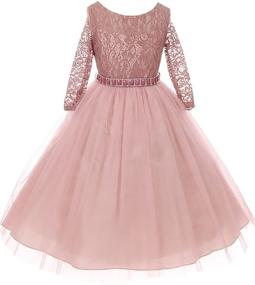 img 2 attached to 👗 Lace Top Rhinestones Tulle Holiday Christmas Party Flower Girl Dress for Girls