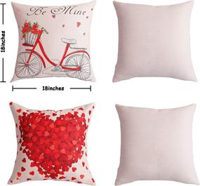 img 1 attached to Geefuun Set of 8 Valentine’s Day Throw Pillow Case Decorations - Linen Cushion Cover 18 x 18 Inches, Pink Truck & Red Heart Love Bicycle Gift Decor for Sofa Couch