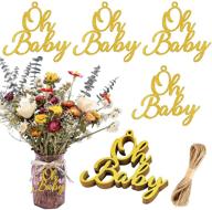 cinpiuk 20pcs oh baby mason jar tags baby shower centerpieces gender reveal glitter gold decorations, oh baby cutouts + bonus 10 yards of burlap string logo