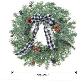 img 3 attached to 🎄 Rustic Pine Christmas Wreath for Front Door - 22 Inch Artificial, Farmhouse Indoor Outdoor Decor, Holiday Ornaments for Winter Christmas