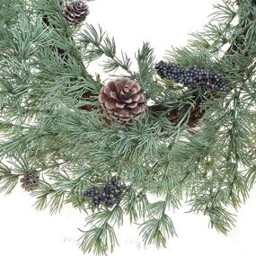 img 2 attached to 🎄 Rustic Pine Christmas Wreath for Front Door - 22 Inch Artificial, Farmhouse Indoor Outdoor Decor, Holiday Ornaments for Winter Christmas