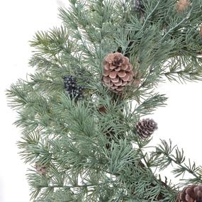 img 1 attached to 🎄 Rustic Pine Christmas Wreath for Front Door - 22 Inch Artificial, Farmhouse Indoor Outdoor Decor, Holiday Ornaments for Winter Christmas