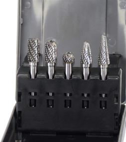 img 2 attached to 5-Piece Carbide Burrs Set with 1/4'' Shank - Double Cut Solid Power Tools - Tungsten Carbide Rotary Files Bits for Die Grinder - Ideal for Metal Wood Carving, Engraving, Polishing, Drilling, Grinding, Milling, and Cutting