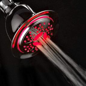 img 1 attached to 🚿 PowerSpa All Chrome 4-Setting LED Shower Head with Air Jet LED Turbo Pressure-Boost Nozzle Technology; 7 Colors of LED Lights Cycling Automatically
