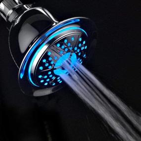 img 2 attached to 🚿 PowerSpa All Chrome 4-Setting LED Shower Head with Air Jet LED Turbo Pressure-Boost Nozzle Technology; 7 Colors of LED Lights Cycling Automatically