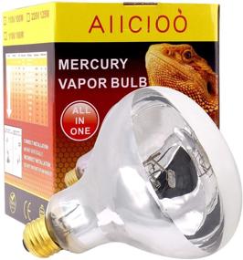 img 4 attached to 🦎 AIICIOO UVB Reptile Light 160W - All-in-One Sun Lamp for Reptile Bearded Dragon with Mercury Vapor Basking Heat, UVA, and UVB