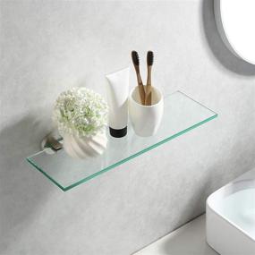 img 2 attached to 🛁 16-Inch KES Glass Bathroom Shelf with Tempered Glass, Wall-Mounted SUS 304 Stainless Steel Brushed Finish, A2024S41-2
