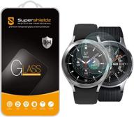 3-pack стеклянный защитный экран supershieldz для samsung galaxy watch 4 classic (46мм) / galaxy watch (46мм) - антицарапающий, без пузырей логотип