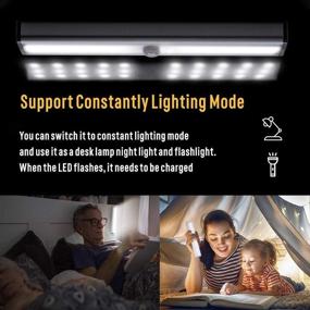 img 2 attached to 🔦 30 LED Dimmable Motion Sensor Closet Lights: Wireless and Rechargeable, Perfect for Cupboards, Wardrobes, and Kitchens (3 Pack)