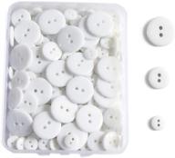 🧵 qiushuo resin round buttons: 280pcs 2holes, dia 10mm 15mm 20mm, assorted with storage box - ideal for diy sewing and craft ornament (white) logo