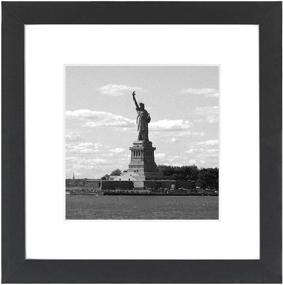 img 4 attached to 🖼️ ONE WALL Tempered Glass 8x8 Picture Frame with Mats - Display 5x5, 4x4 Photos - Black Wood Frame for Wall and Tabletop - Includes Mounting Hardware