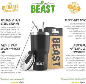 img 3 attached to ☕ Greens Steel 30oz Matte Black Stainless Steel Vacuum Insulated Coffee Ice Cup, Double Wall Travel Flask: Beast Tumbler