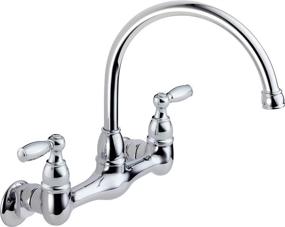 img 4 attached to Peerless Claymore Chrome Wall-Mount Kitchen Sink Faucet: Sleek Design & Easy Handling - P299305LF