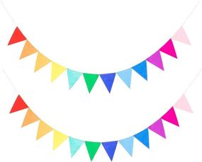 img 4 attached to 🌈 Vibrant Rainbow Banners: LOVENJOY 2 Assembled Felt Bunting for Colorful Birthday Decor