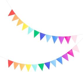 img 3 attached to 🌈 Vibrant Rainbow Banners: LOVENJOY 2 Assembled Felt Bunting for Colorful Birthday Decor