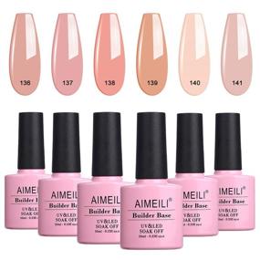 img 4 attached to AIMEILI Сет с гелевыми лаками для наращивания ногтей Builder Base Sheer Color + No Slip Solution Builder Extension Gel Nail Polish Kit Set – 6 жидкостей для снятия с гель-лаком х 10 мл, Сет 34.