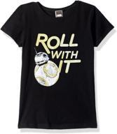 🌟 star wars girls' the last jedi bb8 roll with it short sleeve tee: stylish and fun! logo