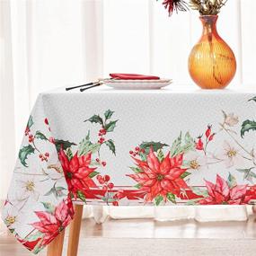 img 4 attached to Homing Christmas Rectangle Tablecloth Poinsettia