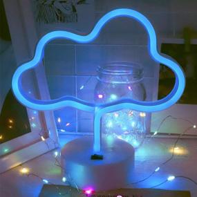 img 4 attached to Fiee Blue Cloud Shaped Neon Signs: Decorative LED Safety Art Wall Lights for Kids, Baby Room, Wedding, Party, Christmas & More!