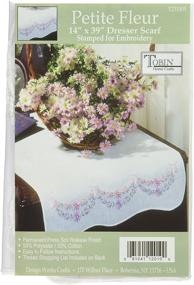 img 2 attached to 🎀 Tobin #231005 Petite Fleur Embroidery Dresser Scarf - 14x39 inches, Stamped for Needlework