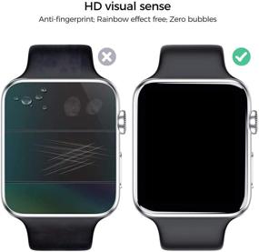 img 2 attached to 📱 [3 набора] Защитная пленка для экрана Apple Watch 44 мм серия 6/SE/5/4 с полным покрытием, устойчивая к царапинам и отпечаткам пальцев, без пузырей, HD-экран.