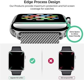 img 1 attached to 📱 [3 набора] Защитная пленка для экрана Apple Watch 44 мм серия 6/SE/5/4 с полным покрытием, устойчивая к царапинам и отпечаткам пальцев, без пузырей, HD-экран.