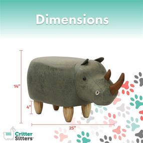 img 2 attached to 🦏 CRITTER SITTERS Green 14" Seat Height Animal Rhino-Faux Leather Look-Durable Legs-Furniture for Nursery, Bedroom, Playroom & Living Room-Décor Ottoman" -> "Green Rhino Ottoman for Nursery, Bedroom, Playroom & Living Room - CRITTER SITTERS - 14" Seat Height, Faux Leather Look, Durable Legs