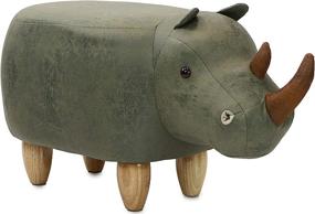 img 4 attached to 🦏 CRITTER SITTERS Green 14" Seat Height Animal Rhino-Faux Leather Look-Durable Legs-Furniture for Nursery, Bedroom, Playroom & Living Room-Décor Ottoman" -> "Green Rhino Ottoman for Nursery, Bedroom, Playroom & Living Room - CRITTER SITTERS - 14" Seat Height, Faux Leather Look, Durable Legs