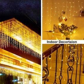 img 1 attached to 🎄 Icicle Lights, 600 LED Curtain String Lights Waterproof Indoor Outdoor 49.2ft with 120 Drops Plug In for Wedding Christmas Birthday Party Backdrops Decorations - Warm White