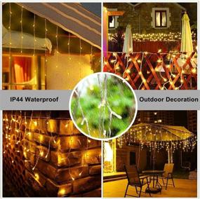 img 2 attached to 🎄 Icicle Lights, 600 LED Curtain String Lights Waterproof Indoor Outdoor 49.2ft with 120 Drops Plug In for Wedding Christmas Birthday Party Backdrops Decorations - Warm White