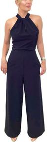 img 2 attached to Donna Ricco Women's Halter Jumpsuit - Trendy Woman's Attire