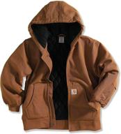 carhartt active jacket for boys in brown, size small - jackets & coats for kids logo