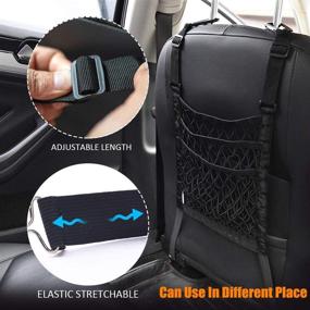 img 1 attached to 🚗 3-Layer Car Mesh Organizer with Purse Holder, Car Net Pocket, Seat Back Net Bag, Barrier for Backseat Pet Kids, Cargo Tissue Purse Holder, Driver Storage Netting Pouch - Upgraded in 2021