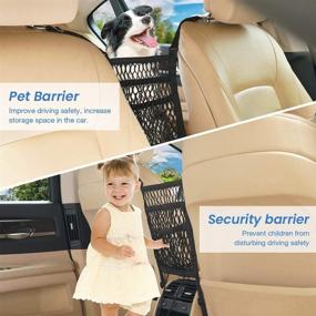 img 3 attached to 🚗 3-Layer Car Mesh Organizer with Purse Holder, Car Net Pocket, Seat Back Net Bag, Barrier for Backseat Pet Kids, Cargo Tissue Purse Holder, Driver Storage Netting Pouch - Upgraded in 2021