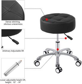 img 1 attached to 🪑 Hydraulic Adjustable Height Swivel Stool - Senkelly Rolling Stool for Workbench, Office, Kitchen - Ideal for Guitar, Vanity, Salon, Medical Studio (Black)