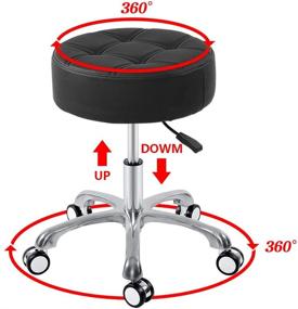 img 2 attached to 🪑 Hydraulic Adjustable Height Swivel Stool - Senkelly Rolling Stool for Workbench, Office, Kitchen - Ideal for Guitar, Vanity, Salon, Medical Studio (Black)