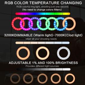 img 3 attached to Самостоятельная стойка кольцевой лампы EEIEER RGB диодная лампа 55 Вт 19 дюймов с беспроводным пультом управления и держателем для iPad - стойка с регулировкой яркости для фотографии, макияжа, съемки видео на YouTube и других целей - в комплекте с сумкой для переноски