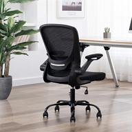 🪑 comfort and support: faluoda ergonomic mesh office chair with lumbar support and flip-up arms - adjustable for men, women, and adults - black логотип