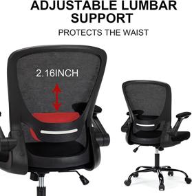 img 1 attached to 🪑 Comfort and Support: FALUODA Ergonomic Mesh Office Chair with Lumbar Support and Flip-up Arms - Adjustable for Men, Women, and Adults - Black