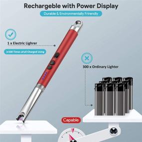 img 1 attached to 🔥 Rechargeable USB Candle Lighter with Long Plasma Arc, Battery Display, Safety Switch - Perfect for Candle Cooking, BBQs, Fireworks, Camping