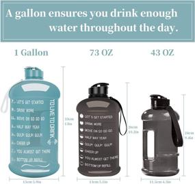 img 1 attached to Large Capacity BPA Free Water Jug with Motivational Time Marker | Dishwasher Safe | 1 Gallon Gym Sports Water Bottle for Men and Women Fitness | Leakproof Plastic Drinking Container (Blue/White)