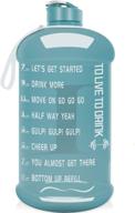 large capacity bpa free water jug with motivational time marker | dishwasher safe | 1 gallon gym sports water bottle for men and women fitness | leakproof plastic drinking container (blue/white) logo