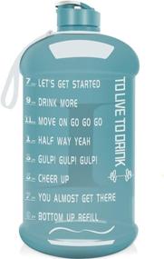 img 4 attached to Large Capacity BPA Free Water Jug with Motivational Time Marker | Dishwasher Safe | 1 Gallon Gym Sports Water Bottle for Men and Women Fitness | Leakproof Plastic Drinking Container (Blue/White)