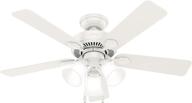 🔆 hunter swanson ceiling fan with led lights and pull chain control, 44-inch, fresh white логотип