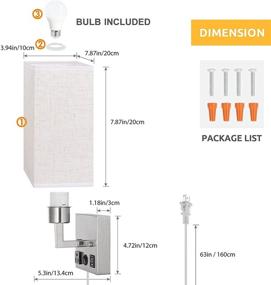 img 2 attached to Convenient HAITRAL Wall Sconces Plug in - Bedroom Lamps with USB, Outlet, Switch, and Bulb Included