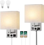 convenient haitral wall sconces plug in - bedroom lamps with usb, outlet, switch, and bulb included логотип